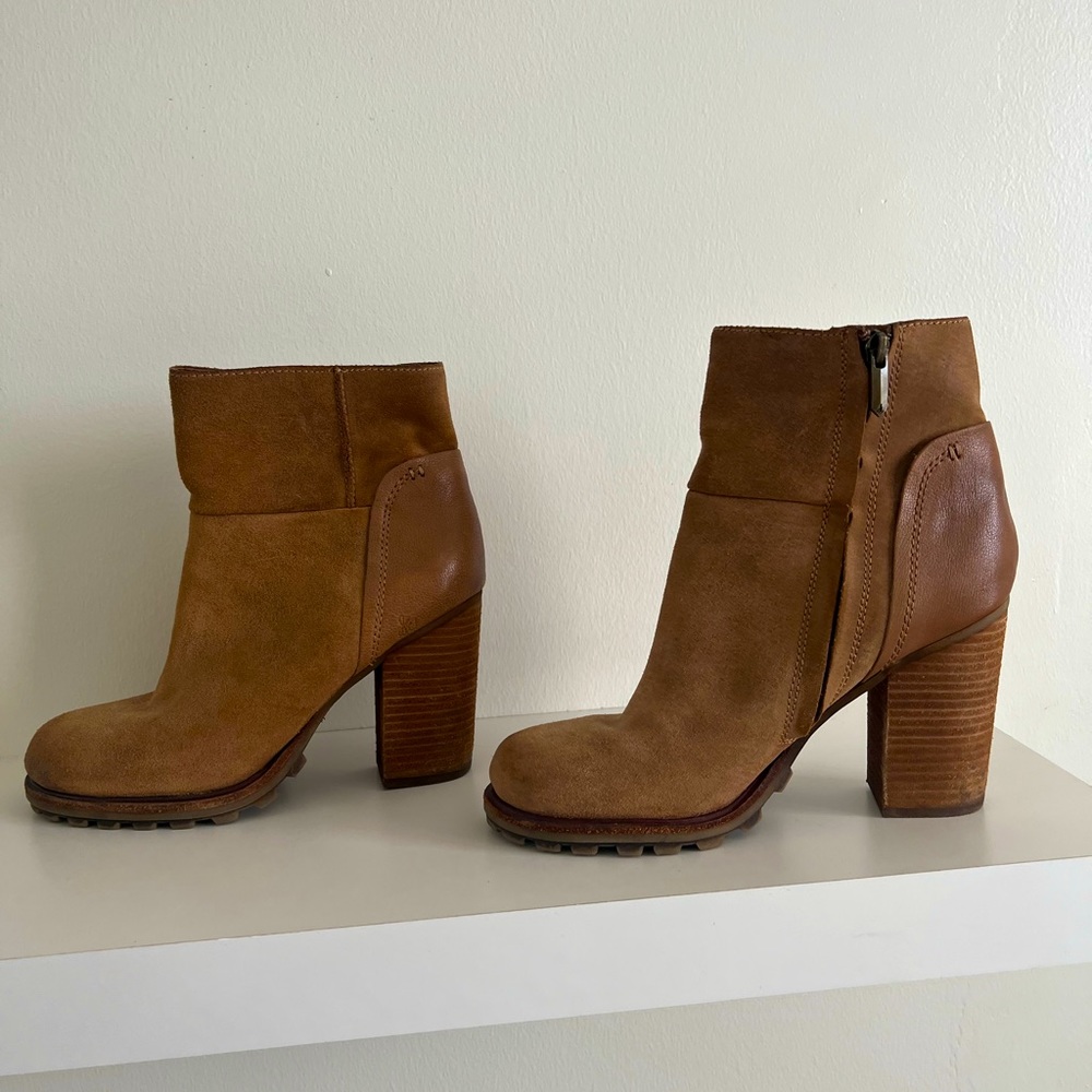 Sam Edelman Suede/Leather Ankle Boots—Tan